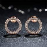 925 Sterling Silver Rose Gold Plated Small Circle Stud Earring  For Women