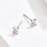 S925 Sterling silver Flower Stud Earrings Zirconia for Women