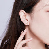 S925 Sterling silver Crystal Pearl Cute Honeybee Stud Earrings for Women