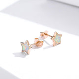 25 Sterling Silver Rose Gold Plated Opal Star Stud Earring