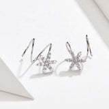 925 sterling silver Pave CZ Snowflake Crawlers Earrings for Women