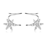 silver Pave CZ Snowflake Earrings
