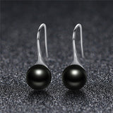925 Sterling Silver Black Pearl Drop Earrings For Women