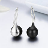 925 Sterling Silver Black Pearl Drop Earrings For Women