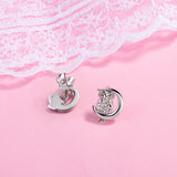 S925 Sterling Silver Owl Cz Stud Animal Earrings Jewelry Set For Women