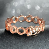 925 Silver Rose Gold Bee Fashion Ring Wholesale