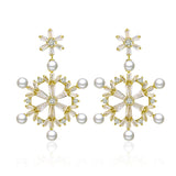 Wholesale Snowflake Pearl Stud Earrings