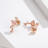 Wholesale fashion jewelry Rose Gold Plated Pink Flamingo Crystal Stud Earrings