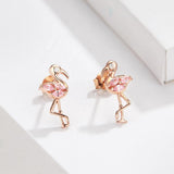  Pink Flamingo Crystal Stud Earrings