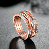 925 Silver Rose Gold Winding Bands Ring
