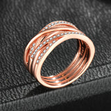 925 Silver Rose Gold Winding Bands Ring