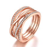  Silver Rose Gold Winding Bands Ring