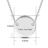 925 Sterling Silver Personalized Engravable Hang Tag Round Necklace-Adjustable 16”-20”