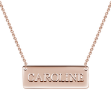 Copper/925 Sterling Silver Personalized  Hollow Bar Name Necklace Adjustable 16”-20”