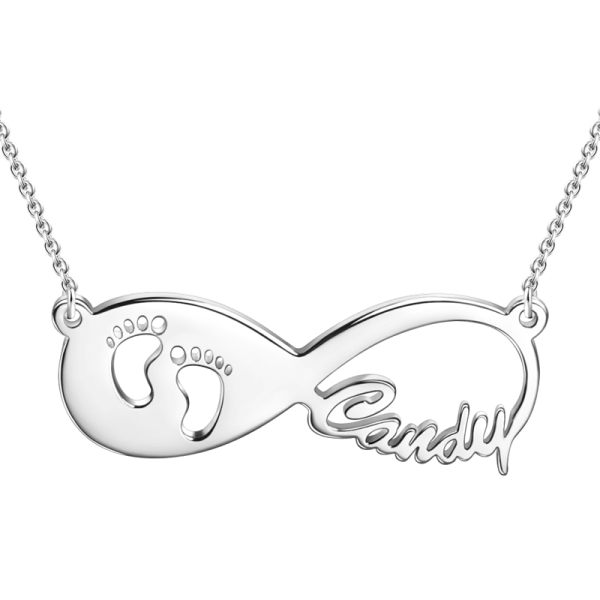 Footprint Infinity Name Necklace-Silver/14K Gold
