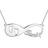 Footprint 925 Sterling silver/Copper Personalized Infinity Name Necklace Adjustable Chain