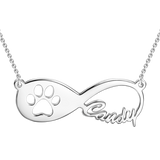 Copper/925 Sterling Silver Personalized Pawprint Infinity Name Necklace  Adjustable 16”+2”