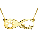 Copper/925 Sterling Silver Personalized Pawprint Infinity Name Necklace  Adjustable 16”+2”