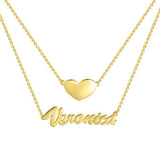 Two Layers Personalized Heart Name Necklace