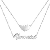 Two Layers Personalized Heart Name Necklace