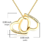 Two Hearts as One - 10K/14K Gold Personalized Double Heart Necklace Adjustable 16”+2“