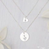 925 Sterling Silver Personalized Round &Heart  Engravable Initial Necklaces  Adjustable 16”-20”