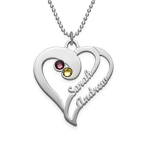 Heart To Heart Forever-925 Sterling Silver Personalized Birthstone Heart Name Necklace -Adjustable 16”-20” - 925 Sterling Silver OEM And Customization