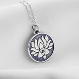 Lotus necklace round disc silver high quality jewelry s