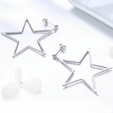 925 Sterling Silver Punk Rock Star Stud Earrings for Women Simple Geometric Line Fashion Earrings Jewelry