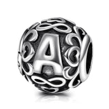 Letter A engraved on the beads jewelry oxidation vintage charms