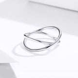 S925 Sterling Silver Crossed Ring White Gold Plated Ring