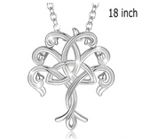 925 Sterling Silver Tree of life Pendant Necklace Solid silver Tree leaf & Celtics trinity necklace Jewelry with box