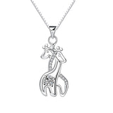 S925 Sterling Silver Creative Love Giraffe Micro-Set Pendant Necklace Female Jewelry Cross-Border Exclusive