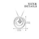 Double Circle Necklace Charm Silver Rhodium Plated Necklace