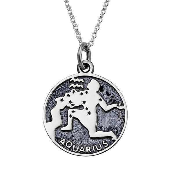 Claire's Silver Gothic Zodiac Pendant Necklace - Aquarius | Hamilton Place