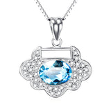 Hot Sale Baby'S Gifts Blue Gemstone Lock Shape Jewelry 925 Sterling Silver