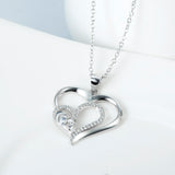 Double Heart Shaped Necklace Factory 925 Sterling Silver Jewelry For Girls