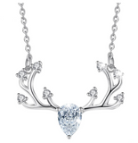 Clear Cubic Zircona Sika deer Pendant necklace
