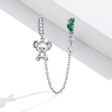 925 Sterling Silver Koala Safety Chain Charm For DIY Bracelet Precious Jewelry For Women