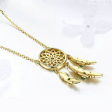 925 Sterling Silver Dream Catcher Pendants Necklaces For Women Gold Color Leather Luxury Jewelry