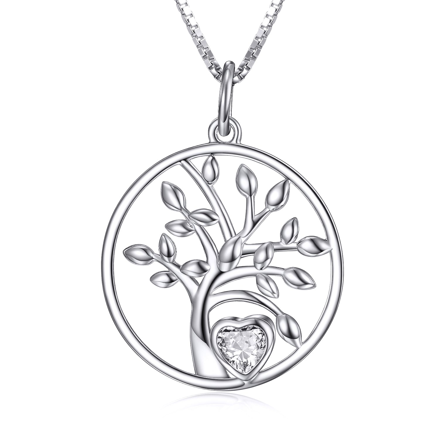 Life Tree Necklace Round Circle Hollow Design Tree Silver Necklace
