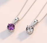 S925 Sterling Silver Korean Simple Necklace with Diamonds and Heart Pendant