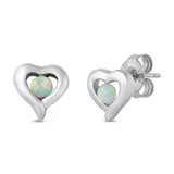 Opal  Heart Stud Earrings