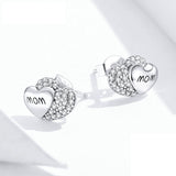 925 Sterling Silver Double Heart Stud Earrings Precious Jewelry For Women