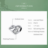 925 Sterling Silver Peace Pigeon and Heart Charm For Bracelet  Fashion Jewelry For Gift