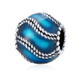 Blue Swirls Charm Galaxy Blue Ball Beads Decorated Silver Charms