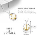 925 Sterling Silver Round Circle Gold Plating Anchor Shape Necklace