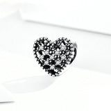 925 Sterling Silver Reticular Heart Beads Charm For Bracelet  Fashion Jewelry For Women