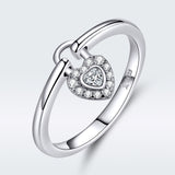 S925 sterling silver concentric lock ring white gold plated cubic zirconia ring