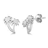 Silver Palm Tree Stud Earrings	